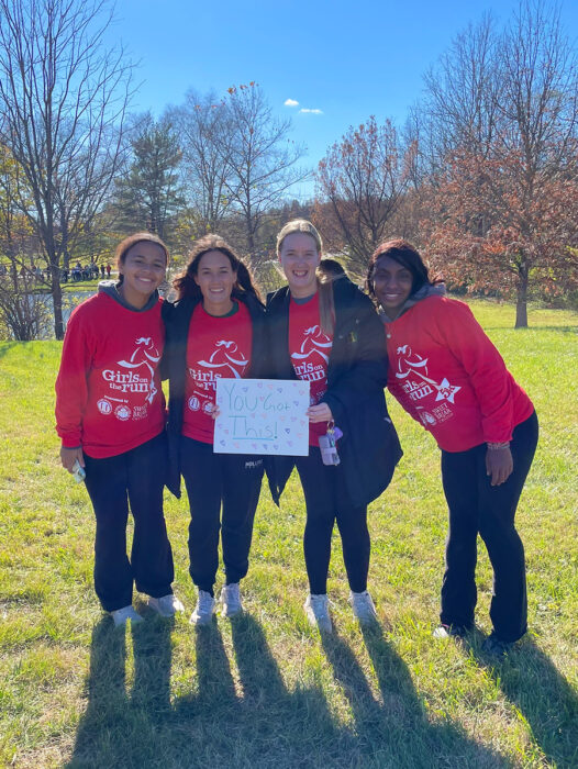 Girls on the Run GOTR 5K Fall 2024 - Hollins student volunteers